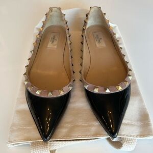 Valentino Black Rock Studded Flats